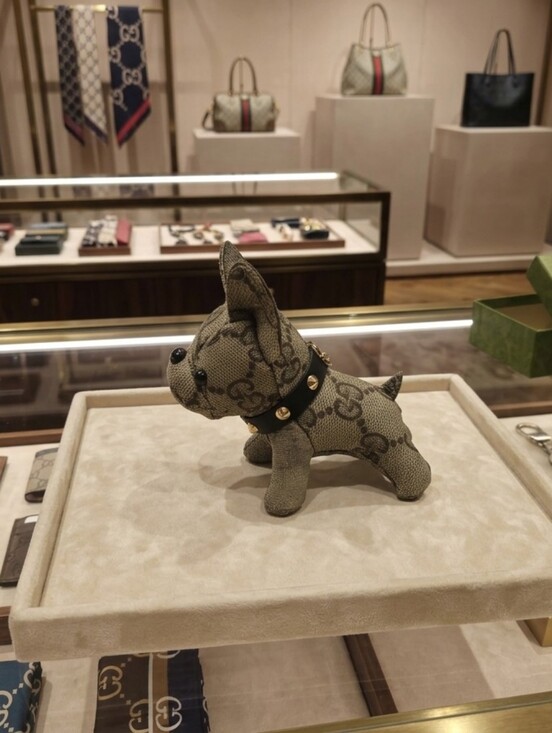 None Accessories - Gray Dog Plush Bag Charm